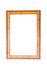 Old wood frame on white background.
