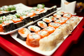 sushi on the table in a restaurant