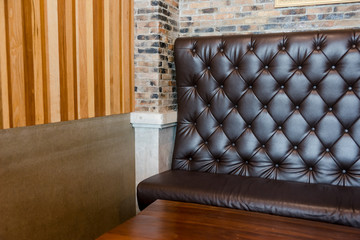 Leather sofa in vintage style luxury interior