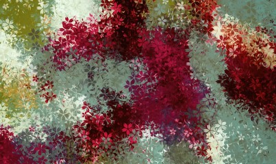 red blue and green flowers abstract background
