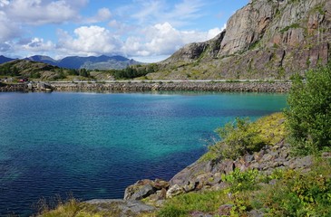 Fototapeta na wymiar Clear turquoise water in the Lofoten Islands, Norway