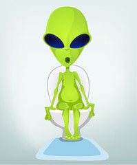 Funny Alien Cartoon Illustration