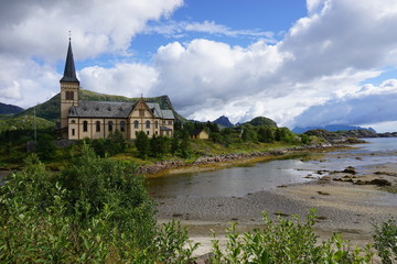 The Vagan church, nicknamed Lofoten Cathedral, in Kabelvag, Norway