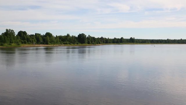 Bank Svir river in northern Russia on a summer day.
