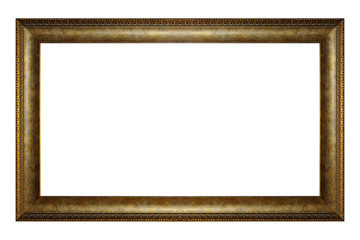 Antique gold frame isolated on white background