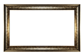 Antique gold frame isolated on white background