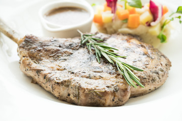 Grilled pork chop steak