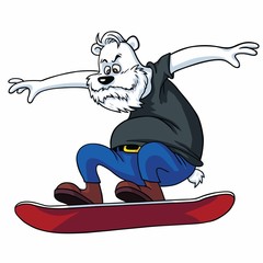 Hipster Polar Bear Cartoon Vector Illustration