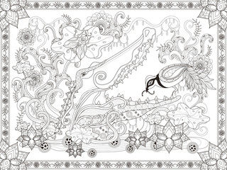 Fantastic adult coloring page