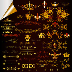 Collection of vector ornaments in gold