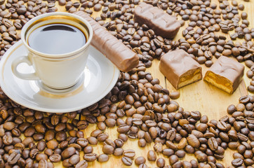 cup of coffee with candies