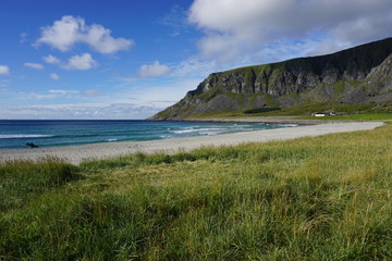 The Unstad beach in the Lofoten islands, Norway