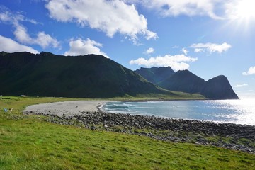 The Unstad beach in the Lofoten islands, Norway