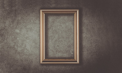 Fototapeta premium Gold vintage photo frame gray background