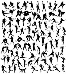 Various Silhouette Sports Activities, art vector design