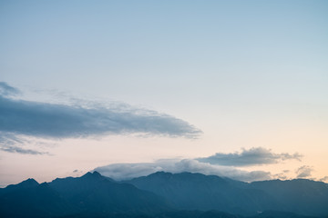 distant mountains at dusk