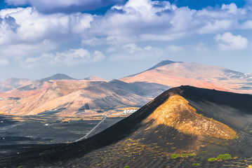Volcanic Lanzarote landscape.  Lanzarote. Canary Islands. Spain