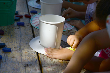 Summer creative workshop class in the natural environment