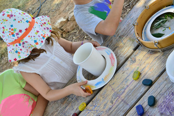 Summer creative workshop class in the natural environment