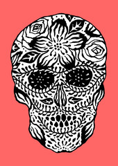 sugar skull day of the dead, flower floral pattern design vector hand drawn