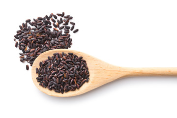 The nerone rice in wooden spoon.