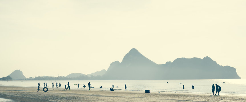 Ao-Manao beach : Prachuap Khiri Khan Thailand. (retro style)