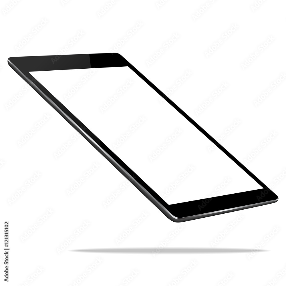 Aufkleber mock up black tablet perspective view isolated on white vector design