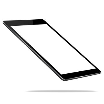 Mock Up Black Tablet Perspective View Isolated On White Vector Design