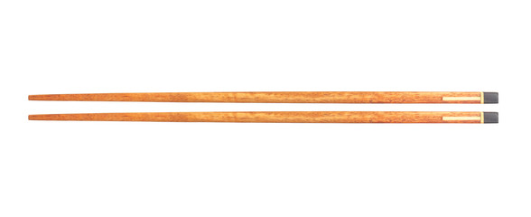 Pair of wood chopsticks isolated on white