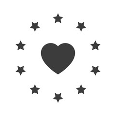 Heart star circle icon. Heart star circle Vector isolated on white background. Flat vector illustration in black. EPS 10