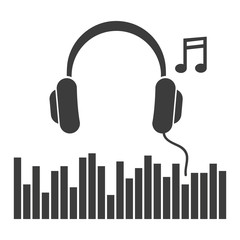 Headphones music note icon. Headphones music note Vector isolated on white background. Flat vector illustration in black. EPS 10