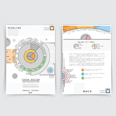Cover design annual report. Template brochures, flyers, business presentations. Modern flat line style, layout in A4 size