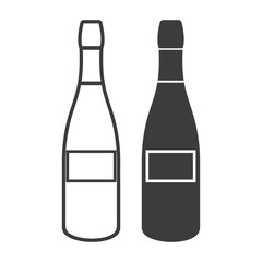 Champagne bottle icon. Champagne bottle Vector isolated on white background. Flat vector illustration in black. EPS 10