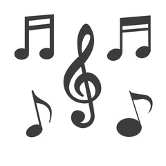 Fototapeta premium Music note icon. Music note Vector isolated on white background. Flat vector illustration in black. EPS 10