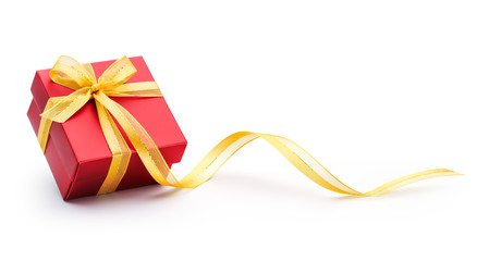 Gift box with ribbon isolated on white