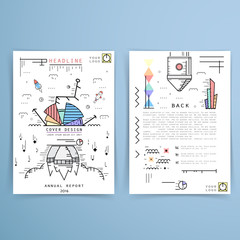 Cover design annual report. Template brochures, flyers, business presentations. Modern flat line style, layout in A4 size