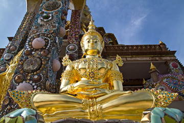 Phetchabun, August, 27, 2016 : The Golden Buddha statues, Wat Ph