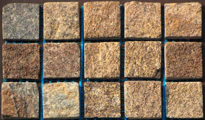 multicolored marble bricks close-up, sample, background