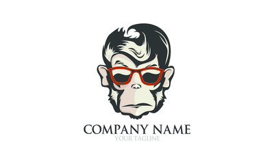 Glasses Monkey Logo Designs Mascoot