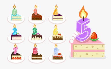 Vector first birthday cake with candle