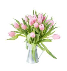 Bouquet of pink tulips isolated on white
