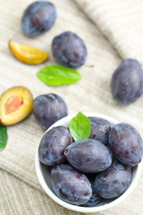 Ripe plums in the bowl