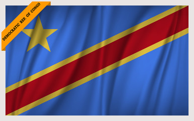 National flag of Democratic Republic of the Congo - waving edition