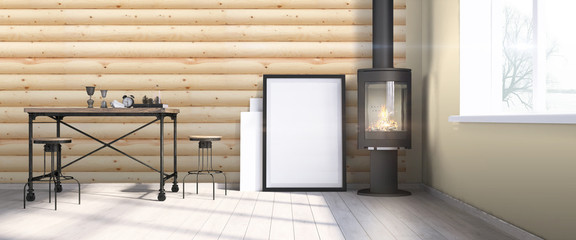 Beautiful modern interior with frame