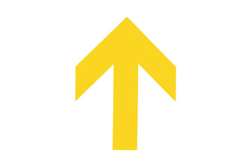 Yellow arrow up sign on isolated on white background.clipping pa