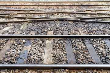 Railroad tracks at a train station.selective focus.