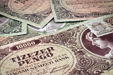 Old Hungarian money with stamp