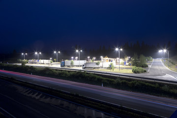 highway rest area at night Slovakia