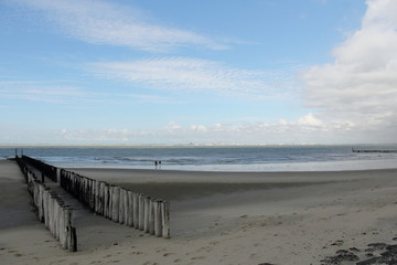 Zeeland coast with beach posts, Holland