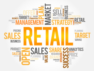 RETAIL word cloud collage, business concept background